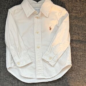 Ralph Lauren Ivory Button-Down Oxford Shirt with Pony Logo